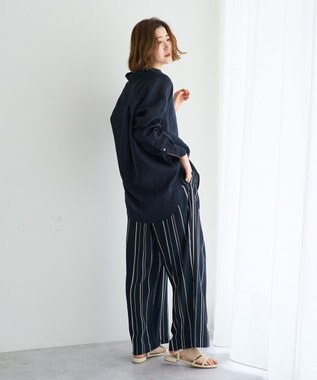 YECCA VECCA 3wayフレンチリネンシャツ Navy