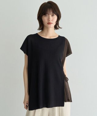 YECCA VECCA メッシュ編みレイヤードニット