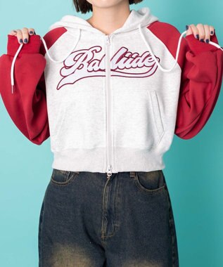 WEGO カレッジロゴラグランジップパーカー レッド