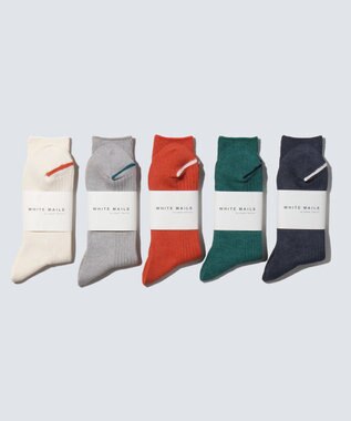 WHITE MAILS PAPER RIB CREW SOCKS ソックス オフホワイト