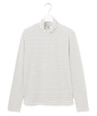 J.PRESS LADIES タートルジャージー ボーダー カットソー オフ×スレート系