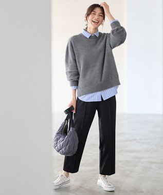 ANY ショートシャギープルオーバーニット チャコール