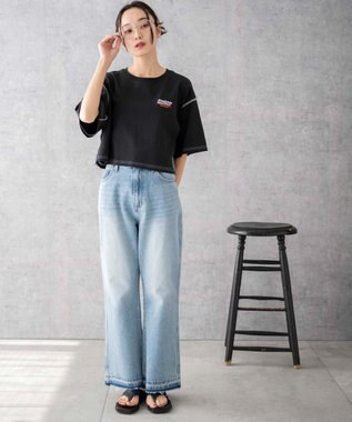 WEGO セミフレアデニムパンツ デニム淡色