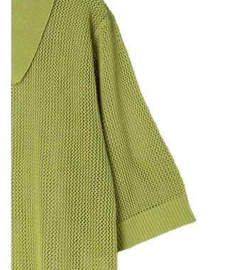 Green Parks メッシュポロ衿ニットプルオーバー Green