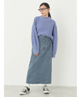 earth music&ecology マットベロアモールプルオーバー Blue