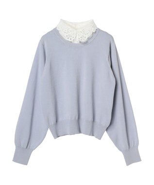 earth music&ecology 襟付きニットプルオーバー Sax