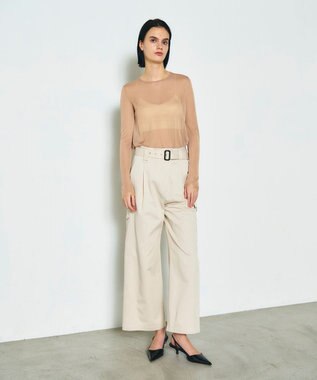 GRACE CONTINENTAL シアークルーニットトップ ベージュ