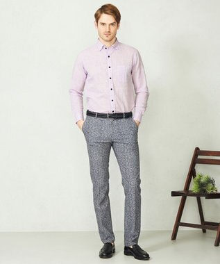 JOSEPH ABBOUD 【キングサイズ・カラー豊富/サステイナブル】リヨセルリネンサッカーシャツ パープル系