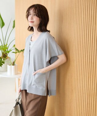 Green Parks フレンチスリーブカーディガン Gray Mixture