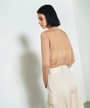 GRACE CONTINENTAL シアークルーニットトップ ベージュ