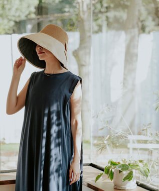 MOONBAT 【遮光100%/UPF50%＋/UVカット】洗えるバックリボン ブレードパラソルハット 手洗いOK/サイズ調整可能/吸水速乾/遮熱 ベージュ