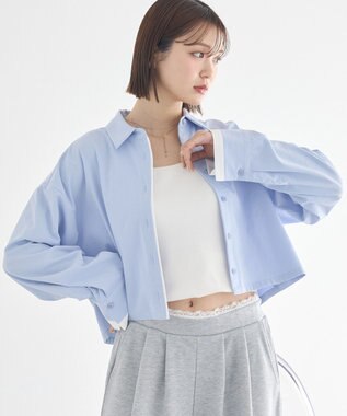 earth music&ecology パイピングショートシャツ Sax