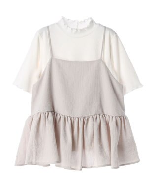 earth music&ecology ＳＥＴ２点ジャガードビスチェ＋リブプルオーバー Beige