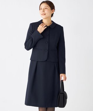 自由区 FORMAL 【お受験/セレモニーに】濃紺洗える/ストレッチワンピース+ジャケット ネイビー系