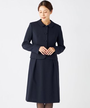 自由区 FORMAL 【お受験/セレモニーに】濃紺洗える/ストレッチワンピース+ジャケット ネイビー系