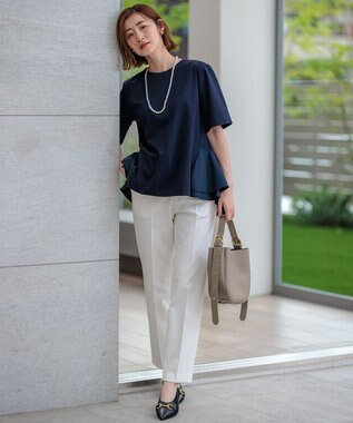 23区 S 【Oggi2月号掲載/新色追加】TRストレッチギャバ テーパードパンツ ホワイト系