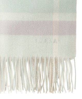 MOONBAT FURLA ウール超大判ブロックチェックラメストール/幅70cm ミントグリーン