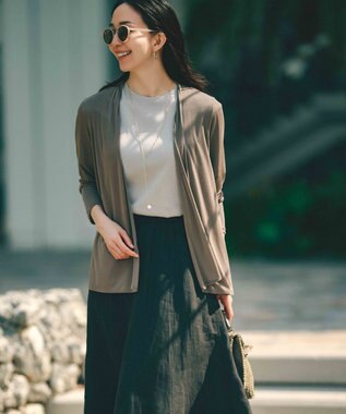 23区 【新色追加/UVケア/接触冷感】マルチ機能 シアー ショート カーディガン ダークブラウン系