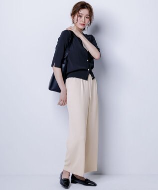 ANY SIS L 【接触冷感・UVカット・洗える】ハーフスリーブ カーディガン ネイビー