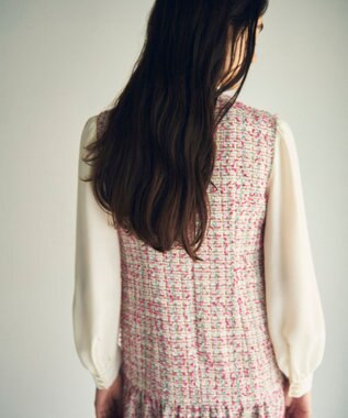 GRACE CONTINENTAL ツイードコンビワンピース ピンク