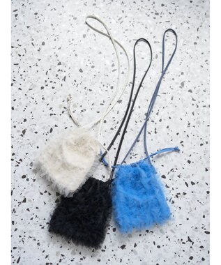 earth music&ecology チュールフリルミニショルダーバッグ Blue