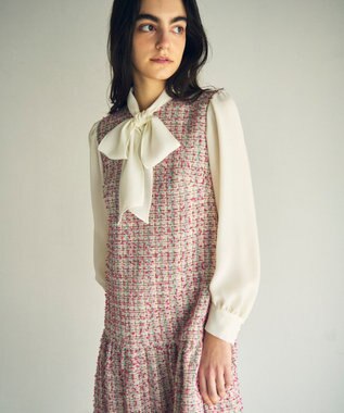 GRACE CONTINENTAL ツイードコンビワンピース ピンク