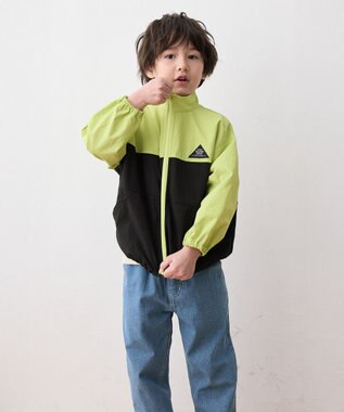 ANY KIDS スタンドカラー ウインドブレーカー ライム×ブラック