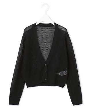 ICB 【洗える】 コイルメッシュ カーディガン ブラック系