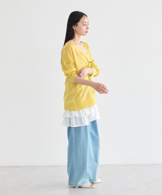 earth music&ecology 冷感２タックイージーワイドデニム Light Indigo