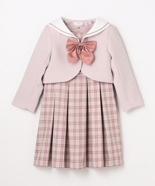 ANY KIDS 【2点セット】セーラージャケット+チェックワンピース ピンクベージュ