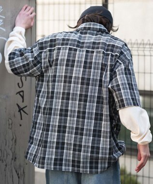 WEGO 【ユニセックス着用ITEM】アンサンブルチェックシャツ（LS） ブラックチェック1