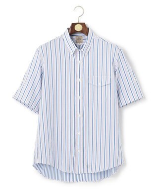 J.PRESS MEN オーガニックコットンダブルチューブマルチストライプシャツ ブルー系1