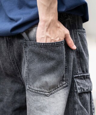 WEGO イージーマルチポケットデニムカーゴ デニムブラックソノタ