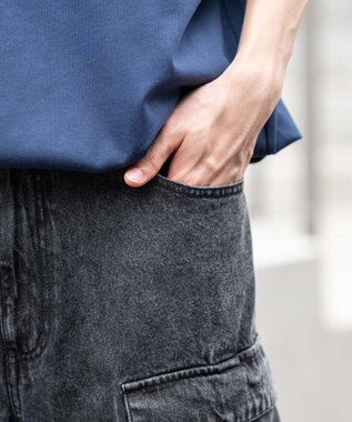 WEGO イージーマルチポケットデニムカーゴ デニムブラックソノタ