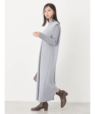 earth music&ecology ＳＥＴ２点Ｖネックジャンスカ＋ハイネックニット Gray