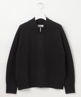 J.PRESS LADIES L 【洗える】CAT ジップアップブルゾン ニット ブラック系