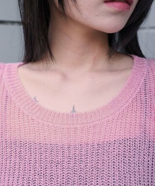 WEGO モヘアタッチスターBIGニット ピンク