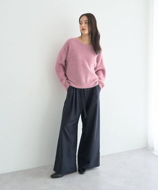 YECCA VECCA ラメシャギードルマンニット Pink