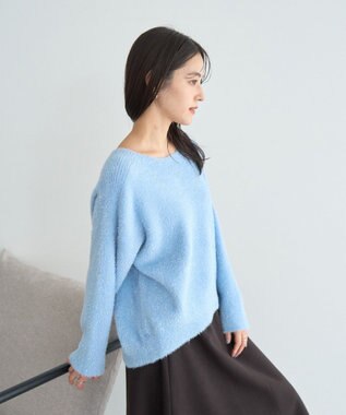 YECCA VECCA ラメシャギードルマンニット Light Blue