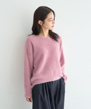 YECCA VECCA ラメシャギードルマンニット Pink