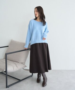 YECCA VECCA ラメシャギードルマンニット Light Blue