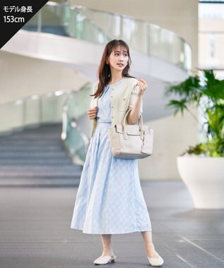 Tiaclasse 【洗える】配色刺繍レースワンピース サックス×ネイビー