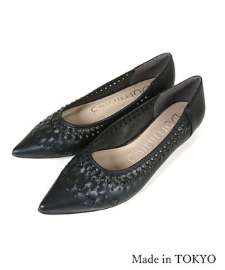 Dominic3 編み込みメッシュ ソフトパンプス ブラック