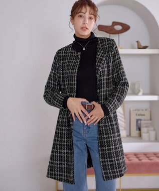 Tiaclasse L ツイードコート ブラック