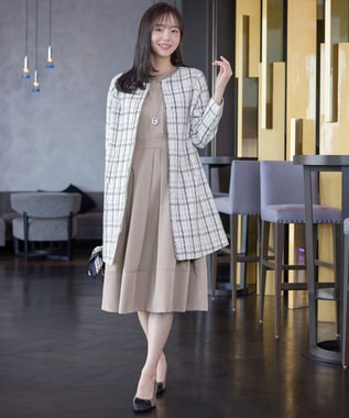 Tiaclasse L ツイードコート オフホワイト