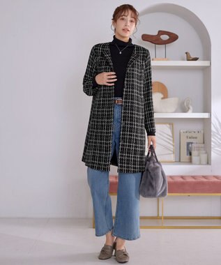 Tiaclasse L ツイードコート ブラック