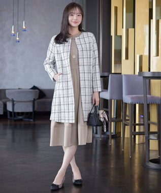 Tiaclasse L ツイードコート オフホワイト