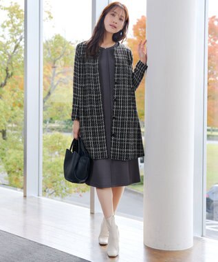 Tiaclasse L ツイードコート ブラック