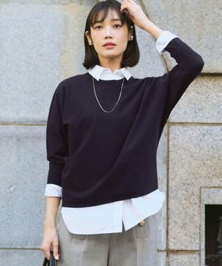 23区 ネオコンフォートストレッチ ドルマン ニット