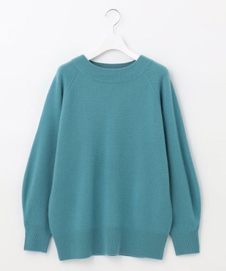 自由区 L 【洗える】ウールカシミヤブレンド ボートネックプルオーバー ピーコックブルー系